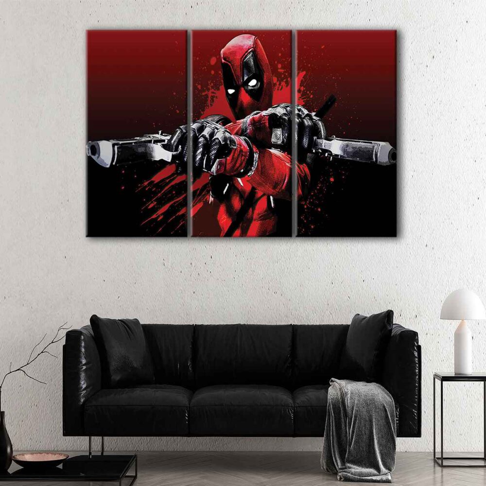 3 panels deadpool canvas art
