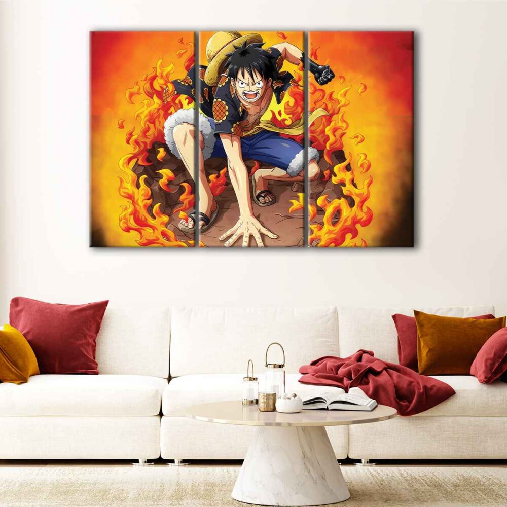 3 panels monkey d luffy fury canvas art