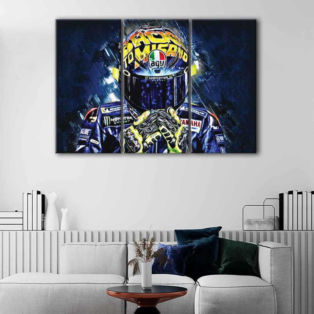 3 panels motogp helmet canvas art