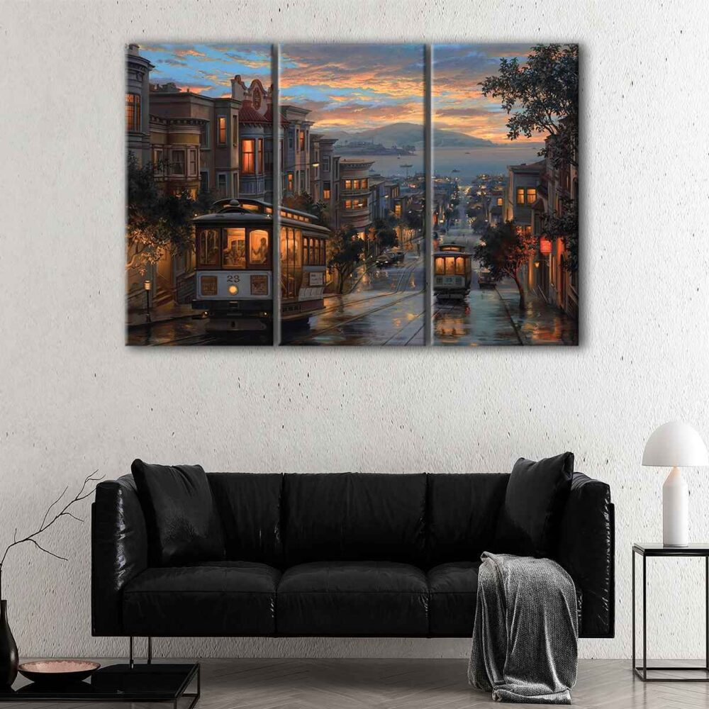 3 panels san francisco downtown canvas art
