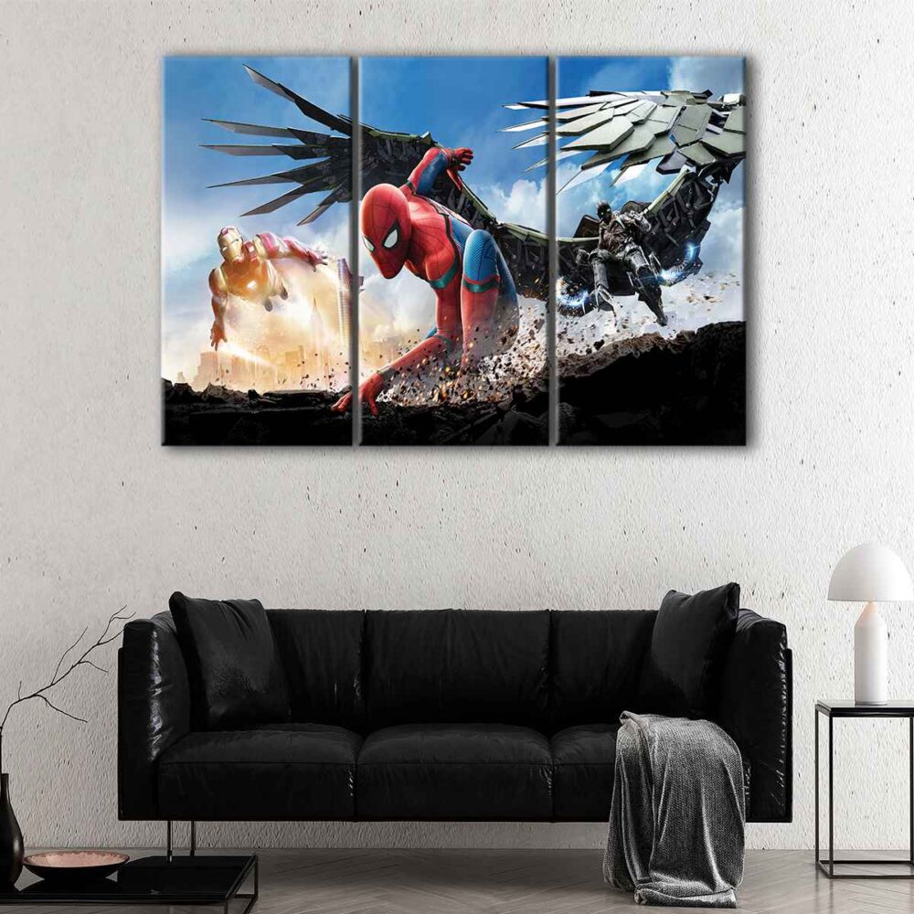 3 panels spiderman homecoming canvas art