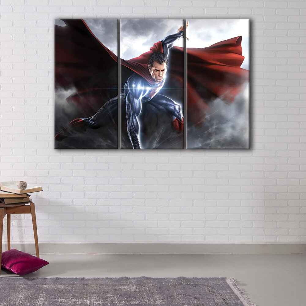 3 panels superman fury canvas art
