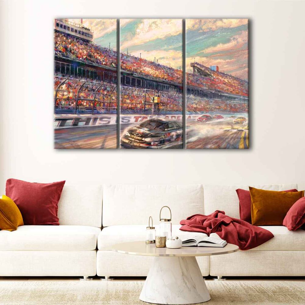 3 panels this is talladega canvas art