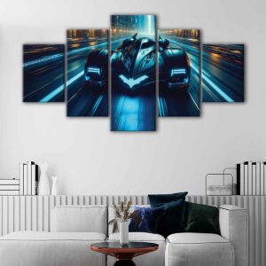 5 panels batmobile canvas art