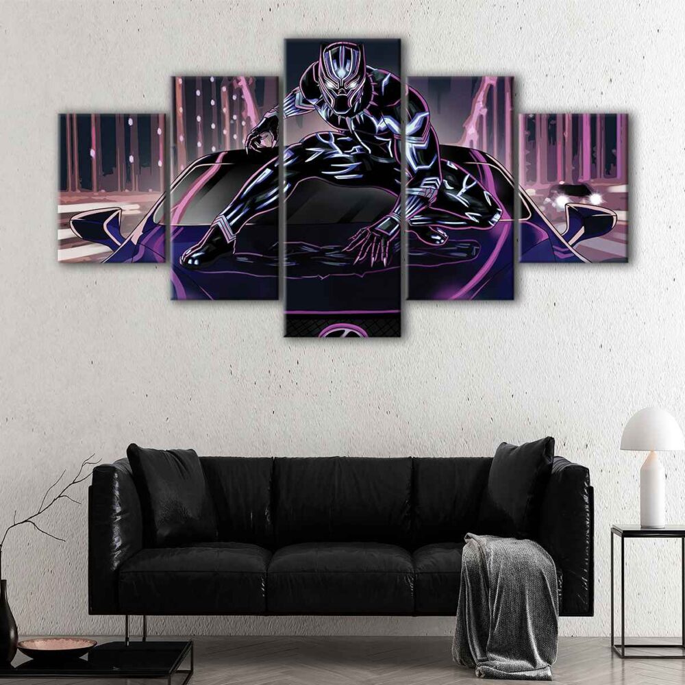 5 panels black panther canvas art