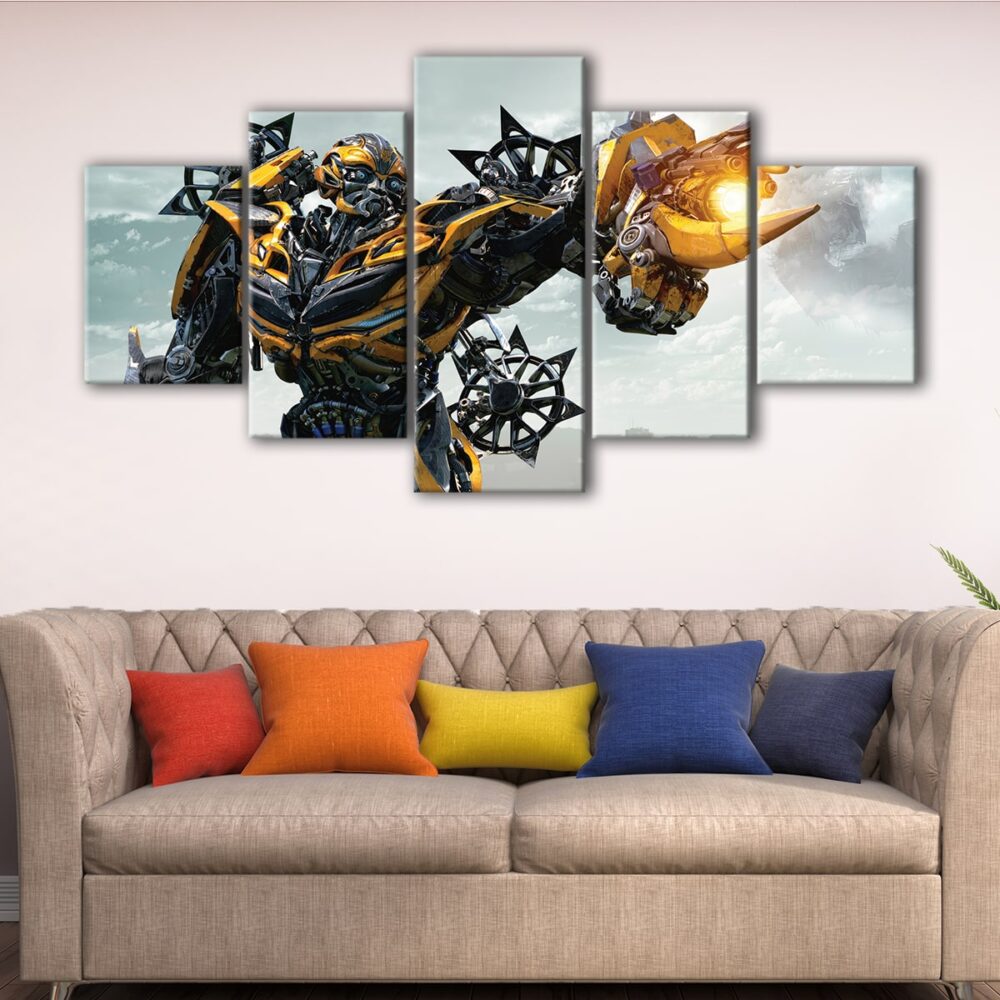 5 panels bumblebee canvas art
