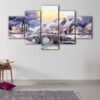 5 panels cobblestone christmas painting canvas art