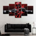 5 panels deadpool canvas art