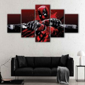 5 panels deadpool canvas art