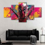 5 panels deadpool painting canvas art