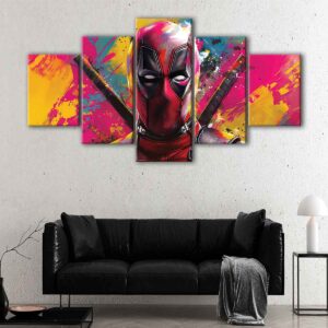 5 panels deadpool painting canvas art