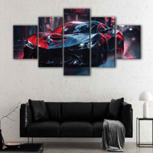 5 panels furious supercar canvas art