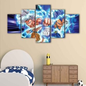 5 panels goku vs vegeta canvas art