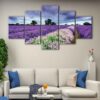 5 panels lavender fields canvas art