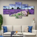 5 panels lavender fields canvas art