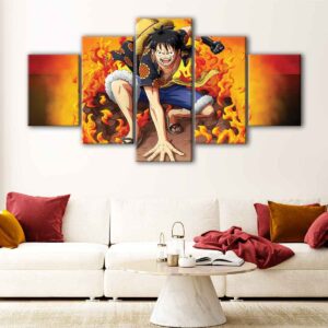 5 panels monkey d luffy fury canvas art