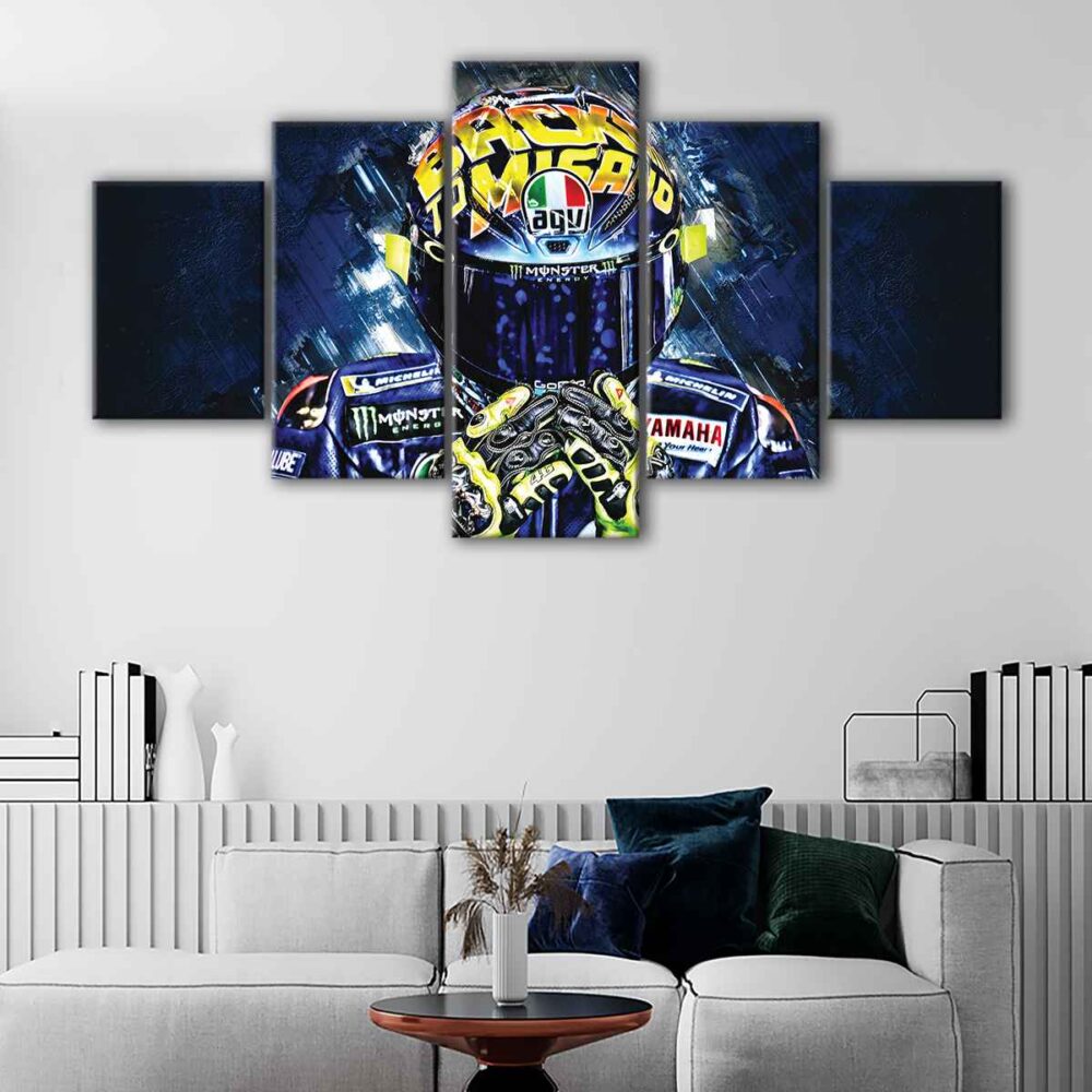 5 panels motogp helmet canvas art