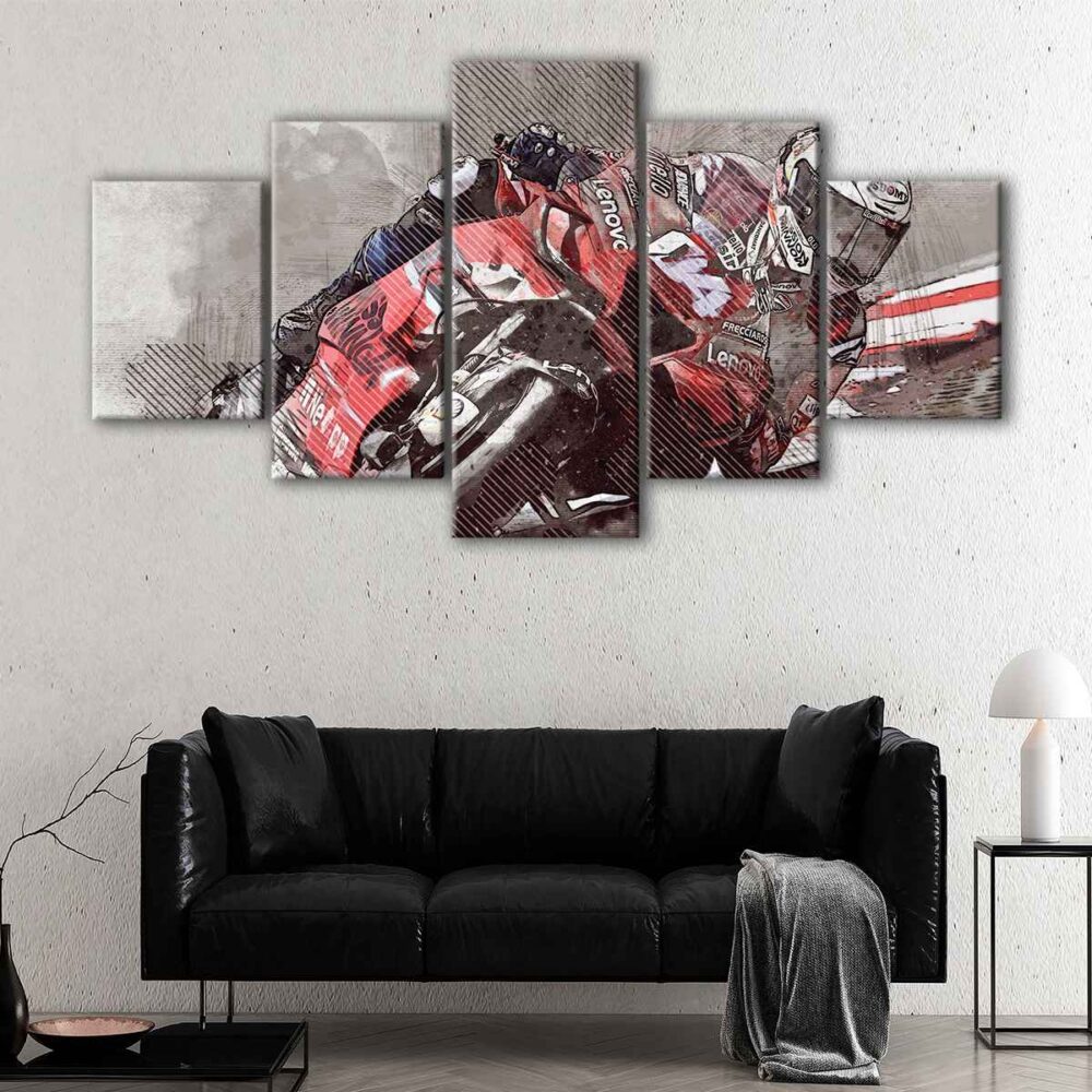 5 panels motogp racer canvas art