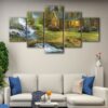 5 panels mountain paradise canvas art