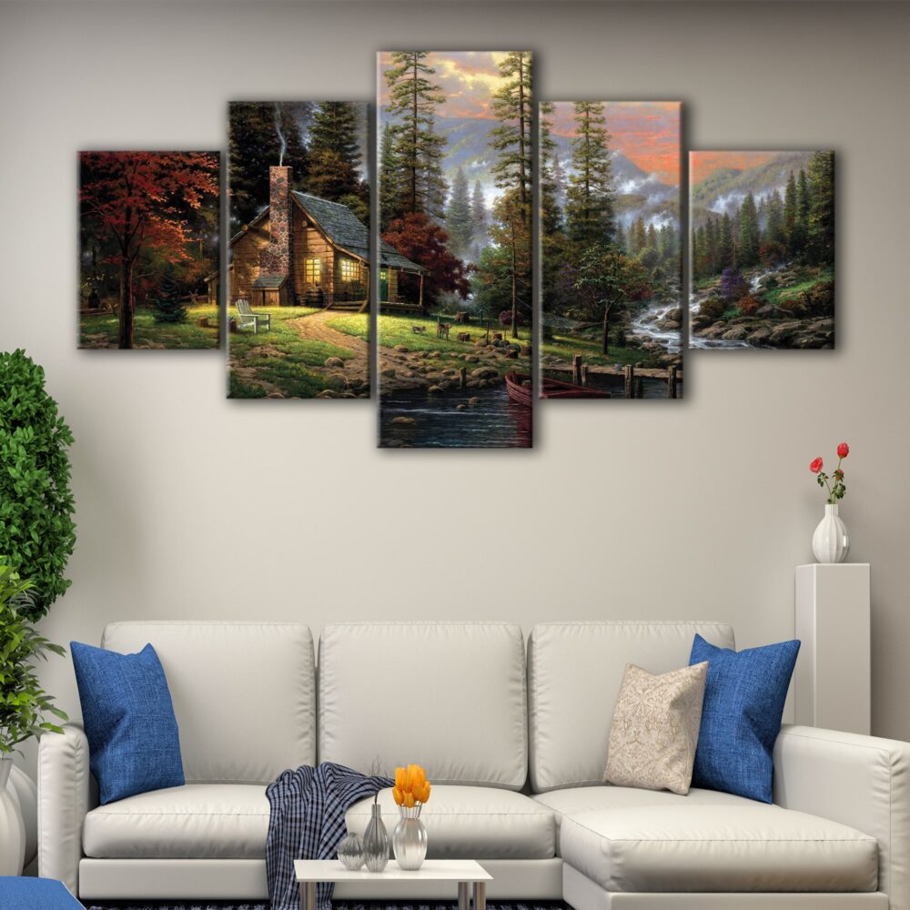 5 panels peaceful retreat canvas art-min