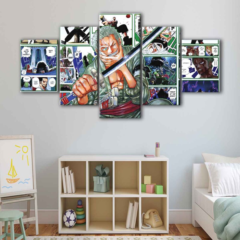 5 panels roronoa zoro story canvas art