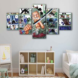 5 panels roronoa zoro story canvas art
