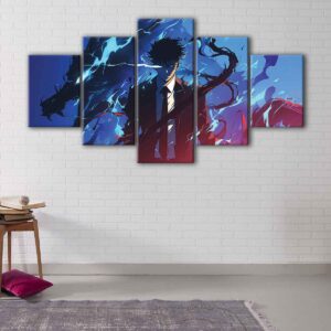 5 panels sung jinwoo dragon canvas art