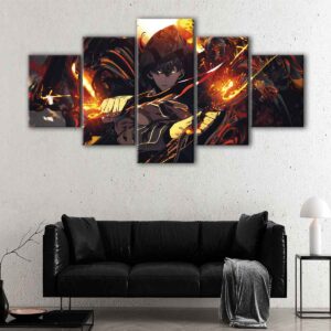 5 panels sung jinwoo fury canvas art
