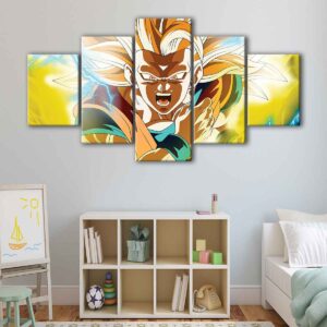 5 panels ultra super saiyan canvas art