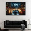 batmobile in fire floating frame canvas