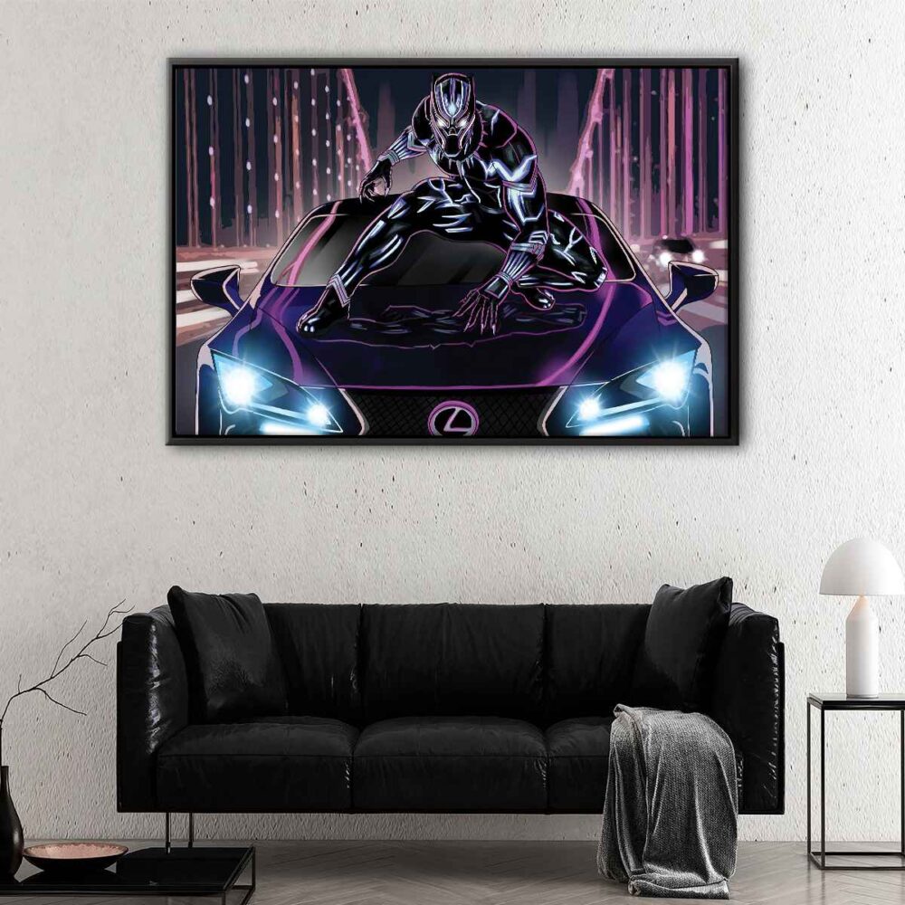 black panther floating frame canvas