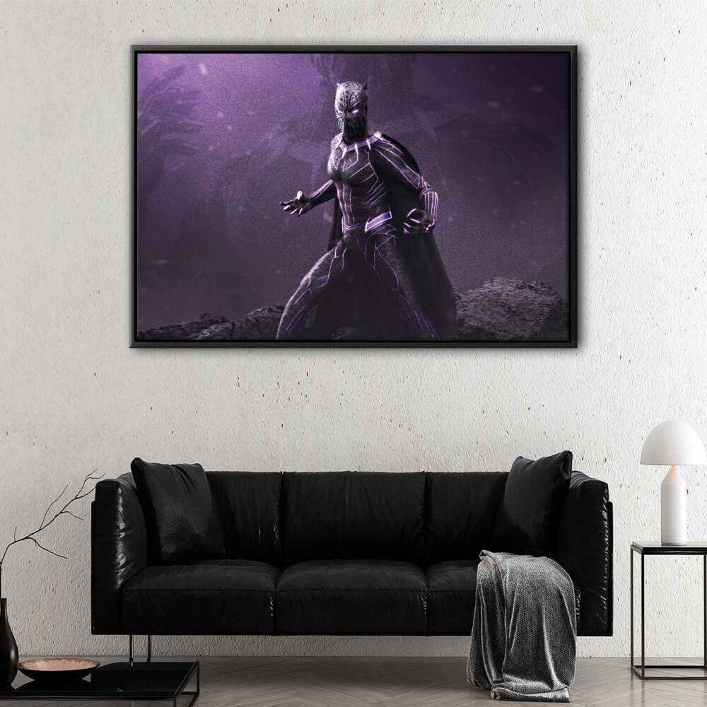 black panther fury floating frame canvas
