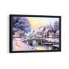 cobblestone christmas painting framed canvas black frame