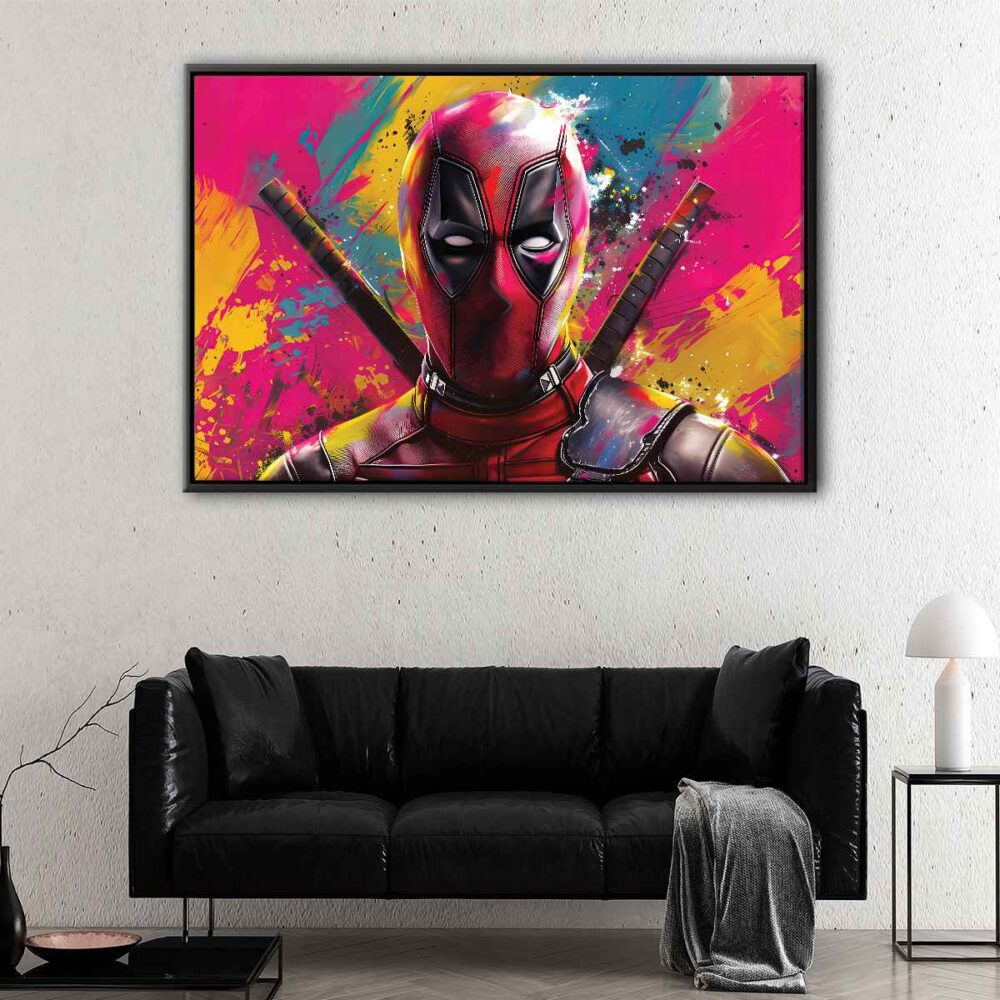 deadpool painting floating frame canvas
