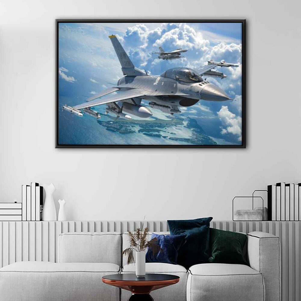 f 16 falcon floating frame canvas