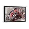 motogp racer framed canvas black frame