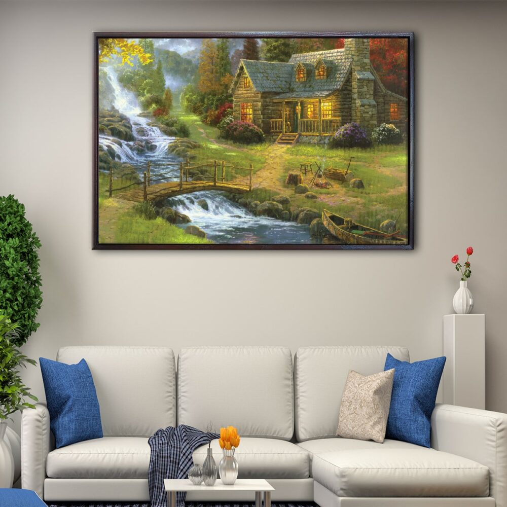 mountain paradise floating frame canvas
