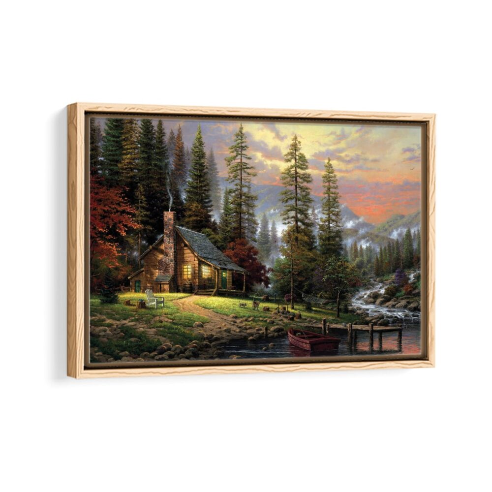 peaceful retreat framed canvas natural beige-min