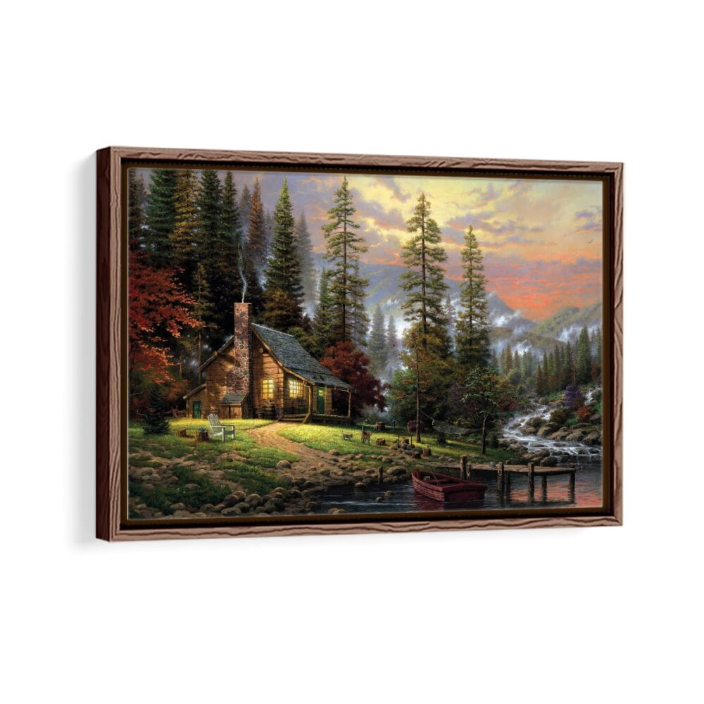 peaceful retreat framed canvas walnut brown-min