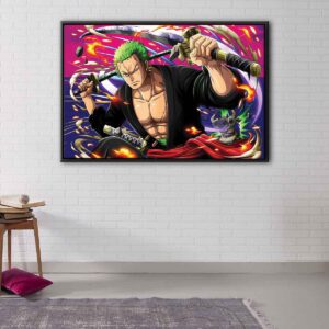 roronoa zoro attack floating frame canvas