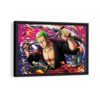 roronoa zoro attack framed canvas black frame