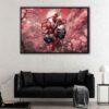 spider man cherry blossom floating frame canvas