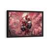 spider man cherry blossom framed canvas black frame