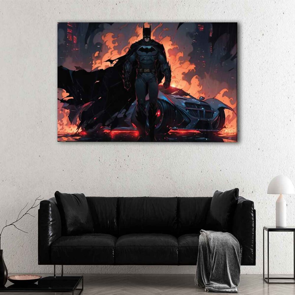 1 panel batman in fire canvas art