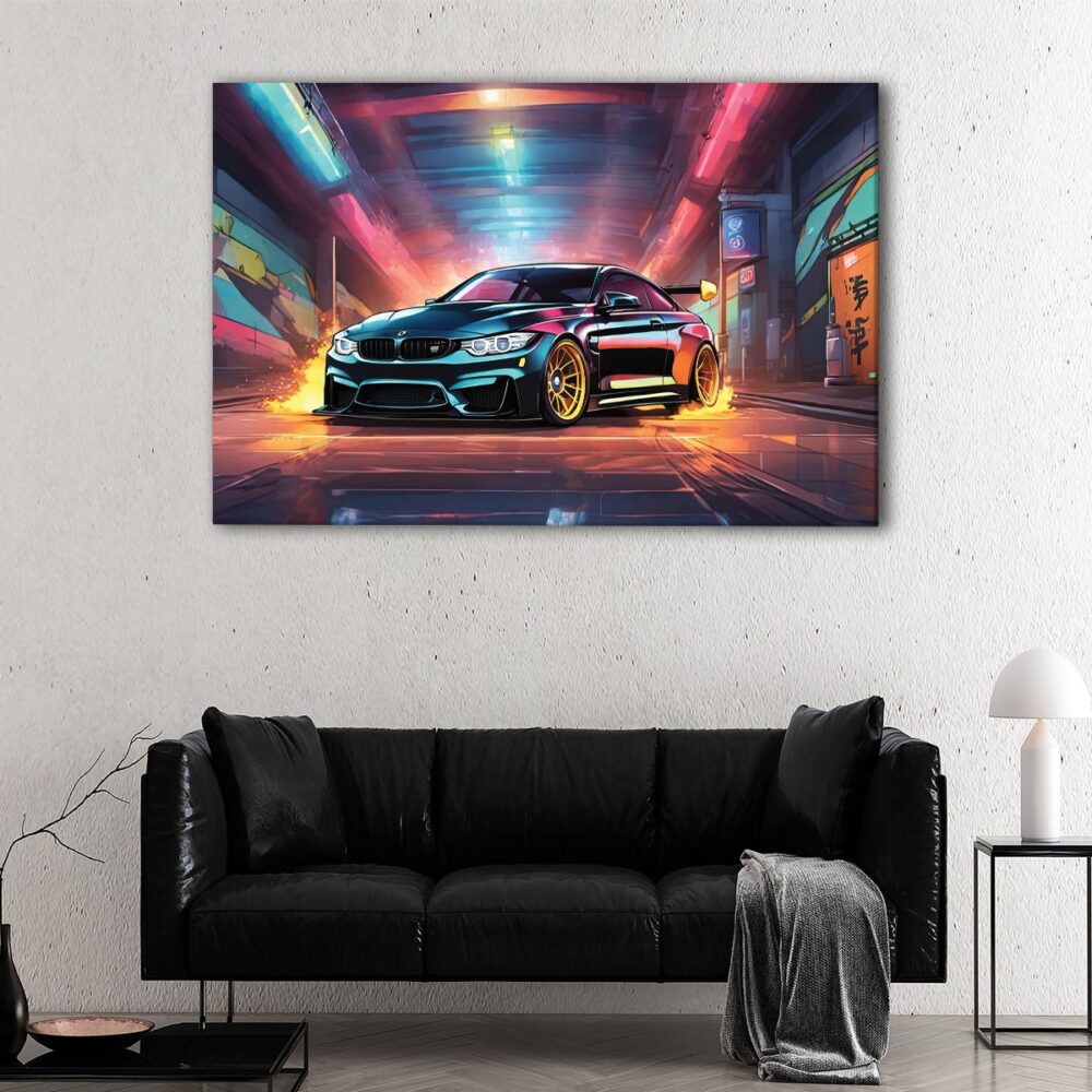 1 panel bmw m4 drift canvas art