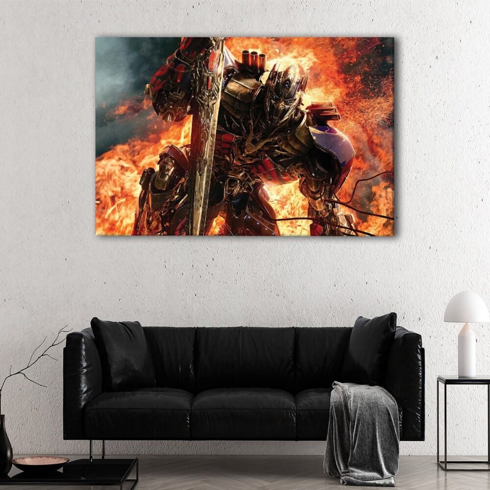 1 panel optimus prime in fire canvas art