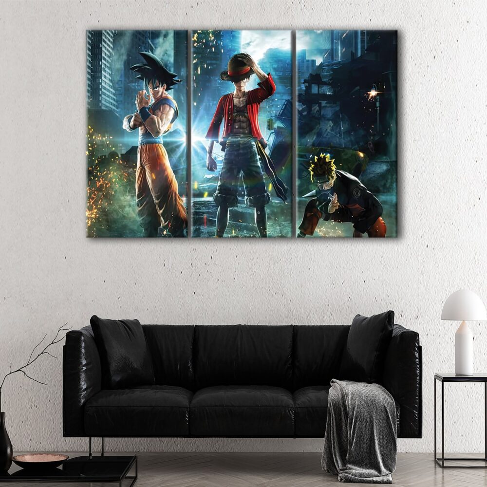 3 panels anime heroes canvas art
