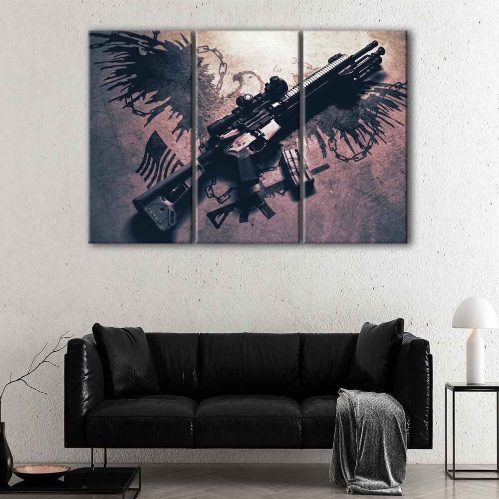 3 panels ar 15 rifle canvas art