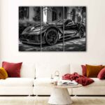 3 panels chevrolet corvette canvas art