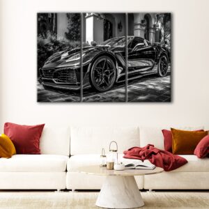 3 panels chevrolet corvette canvas art